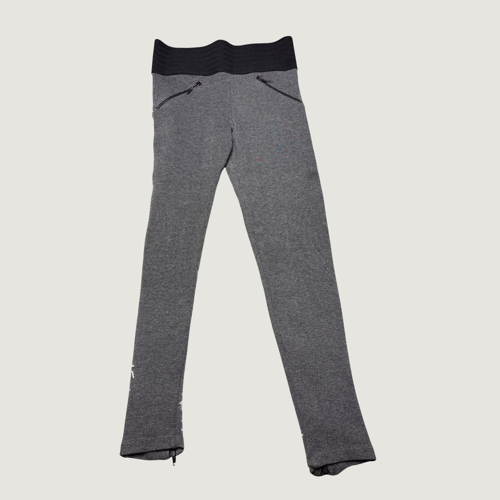 Zara Basic Womens Gray Moto‎ Leggings Zipper Ankle Elastic Waist Pants Size S